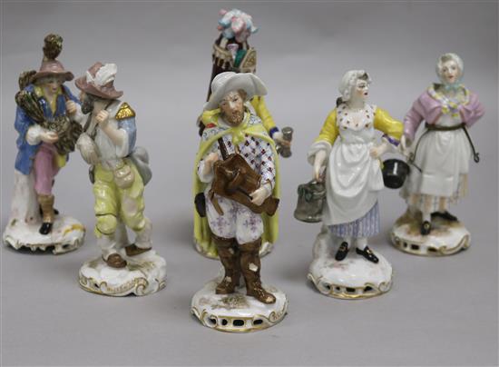 A set of six Continental porcelain figures